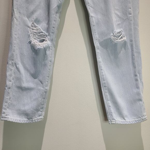 GAP Jeans Women's 29 Slouch Powder Light Wash Indigo Distressed Denim Loose - Picture 5 of 14